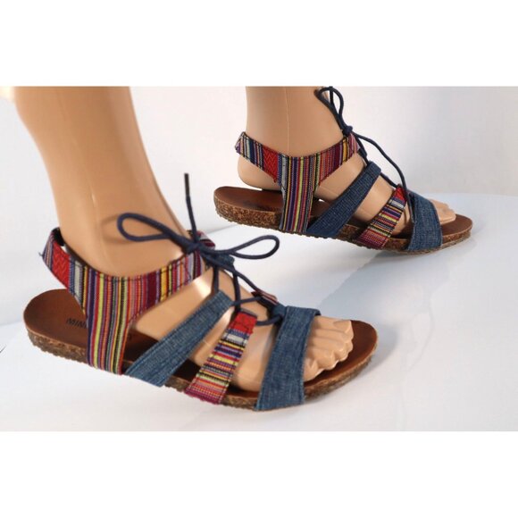 MINNETONKA by Denim & Striped Lace-Up Sandals for Women Size 9 - Picture 4 of 8